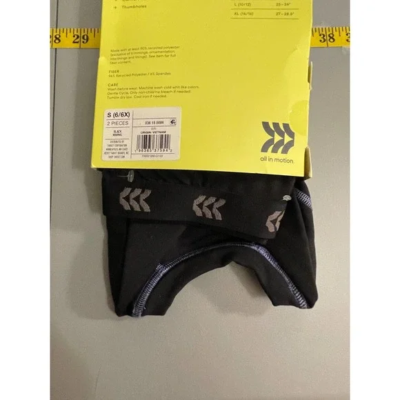 All In Motion Girls Youth Thermal Set Small Black Elastic Waistband Thumbholes - Picture 6 of 10